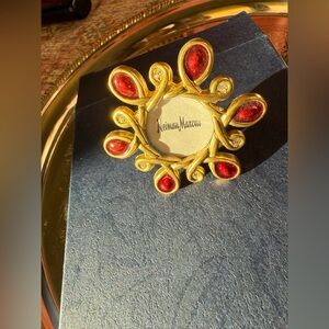 Jay Strongwater Neiman Marcus mini Red/ Gold Crystal Brooch and picture frame
